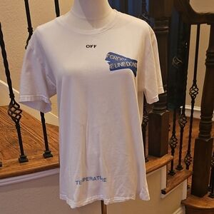 Off-White White Crewneck Tee with 'MAIN LABEL' Interior Tag